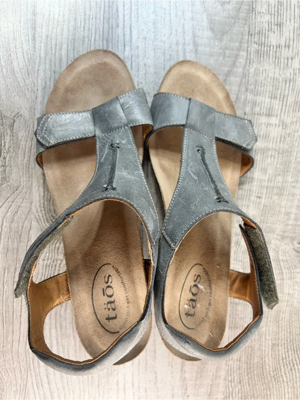 Taos Gray Suede Wedge Sandals - Comfortable Women’s Shoes Size 9-9.5